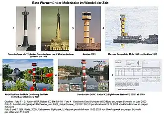 Die Ostmolenbake wurde wegen des Rückbaues der Mole frei und danach in die Havel in Rathenow als Denkmal umgesetzt
