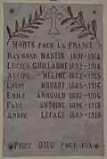 Gedenktafel für die Gefallenen