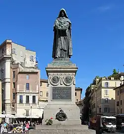 Bruno-Denkmal von Ettore Ferrari am Ort der Hinrichtung, dem Campo de' Fiori