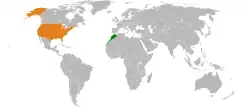Lage von Marokko und Vereinigte Staaten