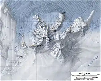Topografische Karte des Mount Murphy mit dem Benedict Peak