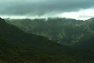 Der wolkenverhangene Gipfel
