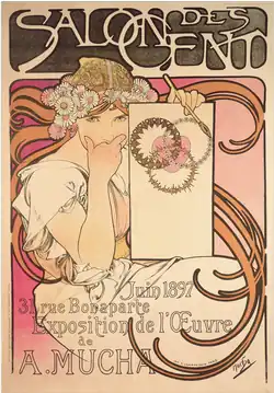 Mucha-Plakat für die Ausstellung Salon des Cent im Juni 1897