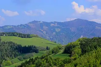 Muckenkogel (links) und Hinteralm (rechts) von Westen