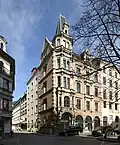 Kosttor 3, Fassadenansicht Falkenturmstraße Ecke Kosttor. Von dem Architekten Georg von Hauberrisser entworfen für den Kaufmann Friedrich Hayler