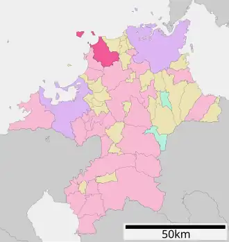 Lage Munakatas in der Präfektur