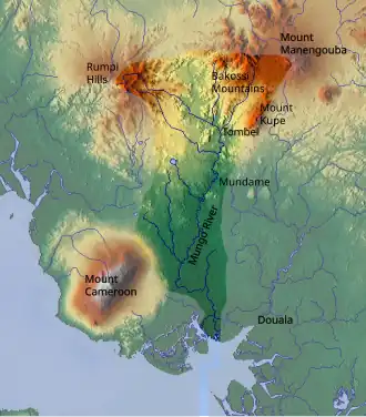Lage des Kupe im südwestlichen Kamerun