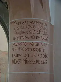 Inschrift aus dem Dreißigjährigen Krieg