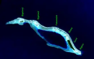 NASA-Satellitenaufnahme, mit Inselnamen