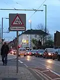 Warnhin­weis für Rad­fah­rer in Not­ting­ham