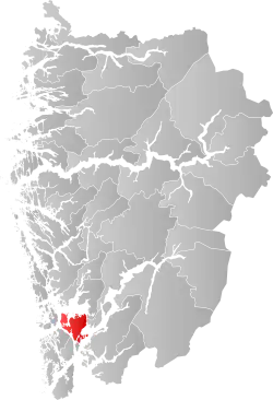 Lage der Kommune in der Provinz Vestland