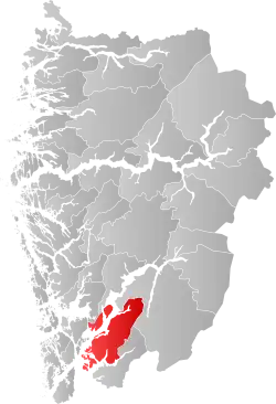 Lage der Kommune in der Provinz Vestland