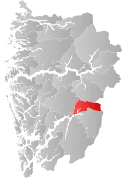 Lage der Kommune in der Provinz Vestland