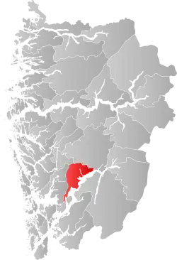 Lage der Kommune in der Provinz Vestland