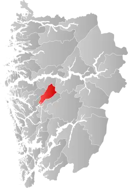 Lage der Kommune in der Provinz Vestland