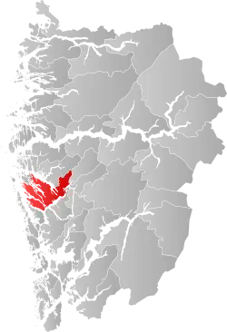 Lage der Kommune in der Provinz Vestland