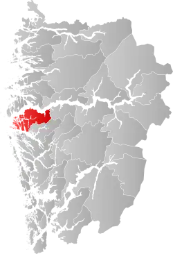 Lage der Kommune in der Provinz Vestland