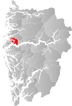 Lage der Kommune in der Provinz Vestland