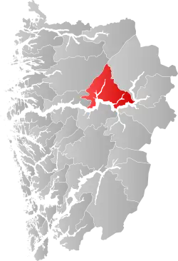 Lage der Kommune in der Provinz Vestland
