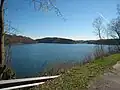 Blick vom Staudamm über die Große Dhünntalsperre