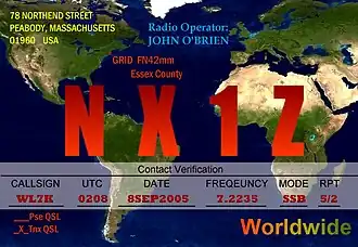 US-amerikanische QSL‑Karte