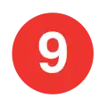 Rundes Liniensymbol mit dem weißen Zahl 9 in rot gefülltem Kreis vor neutralem Hintergrund.