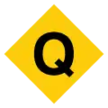 Q gelber Rhombus 1985 bis 1988, 2001 bis 2004