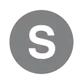 Rundes Liniensymbol mit den weißen Großbuchstaben S in mittelgrau gefülltem Kreis vor neutralem Hintergrund