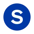 Rundes Liniensignet mit dem weißen Großbuchstaben S in blau gefülltem Kreis vor neutralem Hintergrund