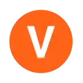 Rundes Liniensymbol mit dem weißen Großbuchstaben V in orange gefülltem Kreis vor neutralem Hintergrund