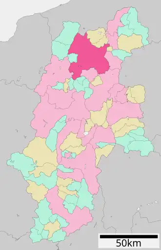 Lage Naganos in der Präfektur