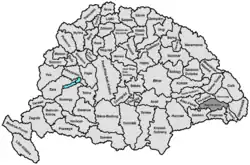 Lage des Komitats Nagy-Küküllő