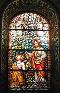 Kirchenfenster in der Apsis, Jesus übergibt Petrus die Schlüssel des Himmelreiches, Mt 16,18&nbsp;EU