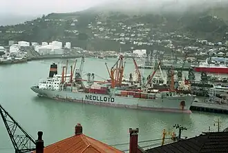 Die Nedlloyd Bangkok in Lyttelton (Neuseeland), 1987