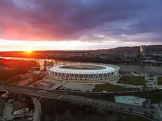 Das zurückgebaute Nemzeti Atlétikai Központ im Januar 2025