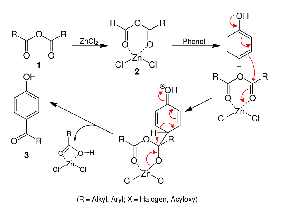 Vorgeschlagener Reaktionsmechanismus der Nencki-Reaktion