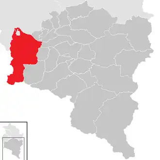 Lage der Gemeinde Nenzing im Bezirk Bludenz (anklickbare Karte)
