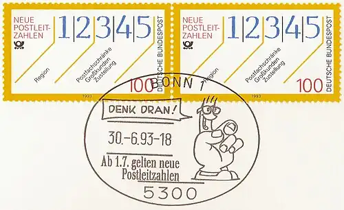 Sonderstempel anlässlich der Einführung neuer Postleitzahlen (1993)