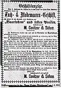 Werbeanzeige, 1882