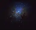 Zentrum der Galaxie NGC&nbsp;1275 mit Teilen des relativistischen Gases (Gasblasen)