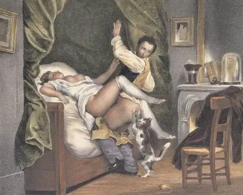 Die eifersüchtige Katze Lithographie