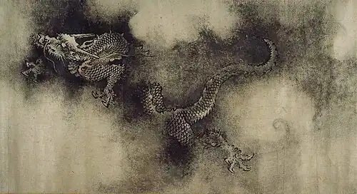 Ein Abschnitt der berühmten Schriftrolle „Neun Drachen“, fertiggestellt im Jahr 1244 n. Chr.
