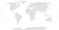 Lage von Nordkorea und Portugal