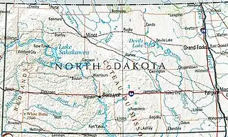 Geographische Karte North Dakotas