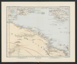 farbige Landkarte mit einem Teil der Nordküste der Insel Neuguinea