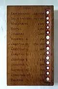 Münztafel in der Vorhalle