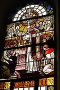 Heilige Messe, „Et unam sanctum catholicam et apostolicam ecclesiam“, im unteren Teil: Opfer des Königs Melchisedek; Querschiff[12]