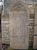 Grabstein von deren blinden Schwester Jungfer Sophia Christina Mariana Clotz (1718–1789) in Oberflörsheim