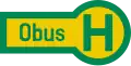 Historische deutsche Obus-Haltestellen­fahne