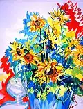Mischtechnik, Sonnenblumen